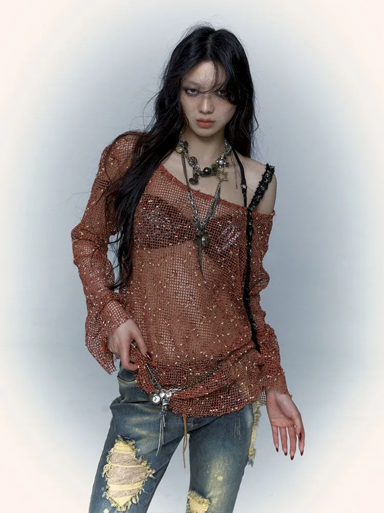 mesh hole hollow long T