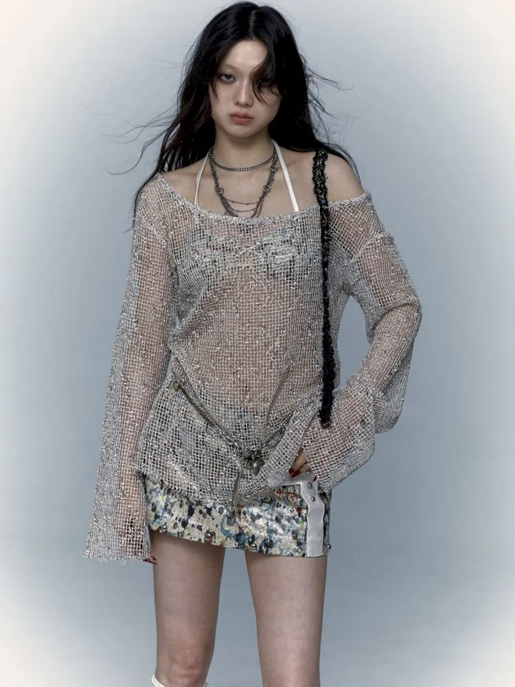 mesh hole hollow long T