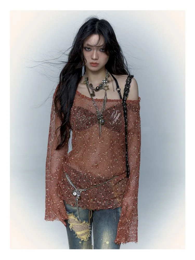 mesh hole hollow long T