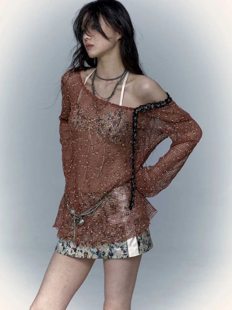 mesh hole hollow long T