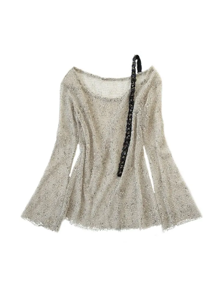 mesh hole hollow long T