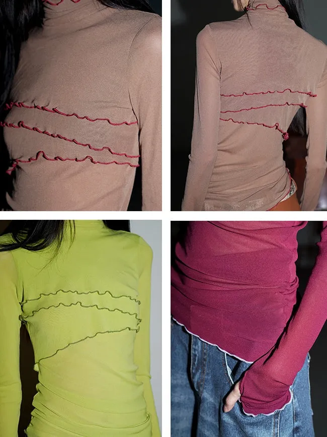 Mesh Long-sleeved T-shirt