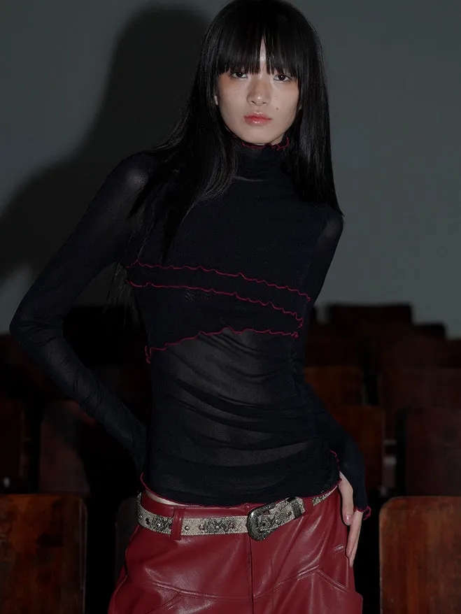 Mesh Long-sleeved T-shirt