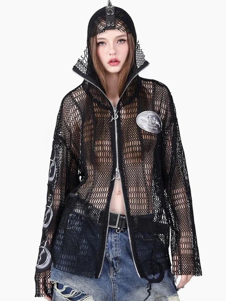 Mesh Patch Long Sleeve T