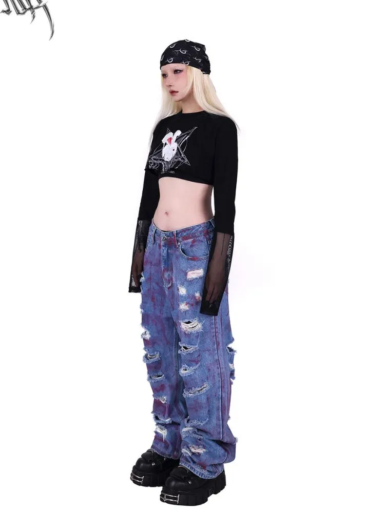 Mesh Two-piece Printed T-shirt