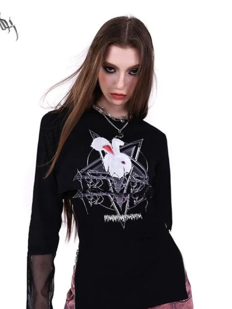 Mesh Two-piece Printed T-shirt