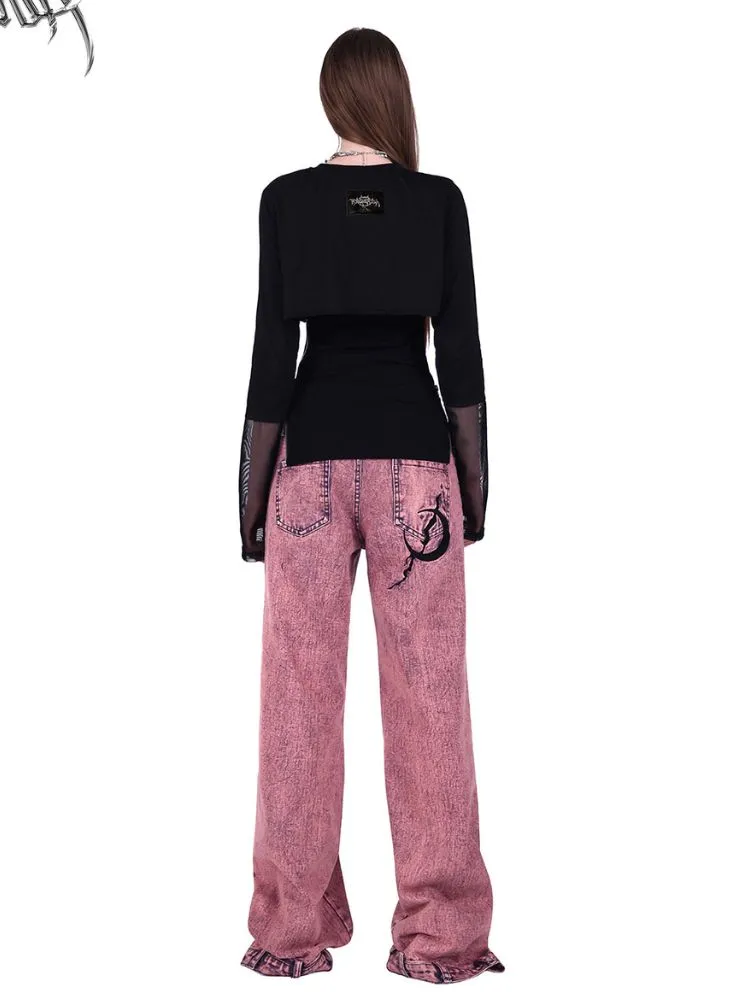 Mesh Two-piece Printed T-shirt