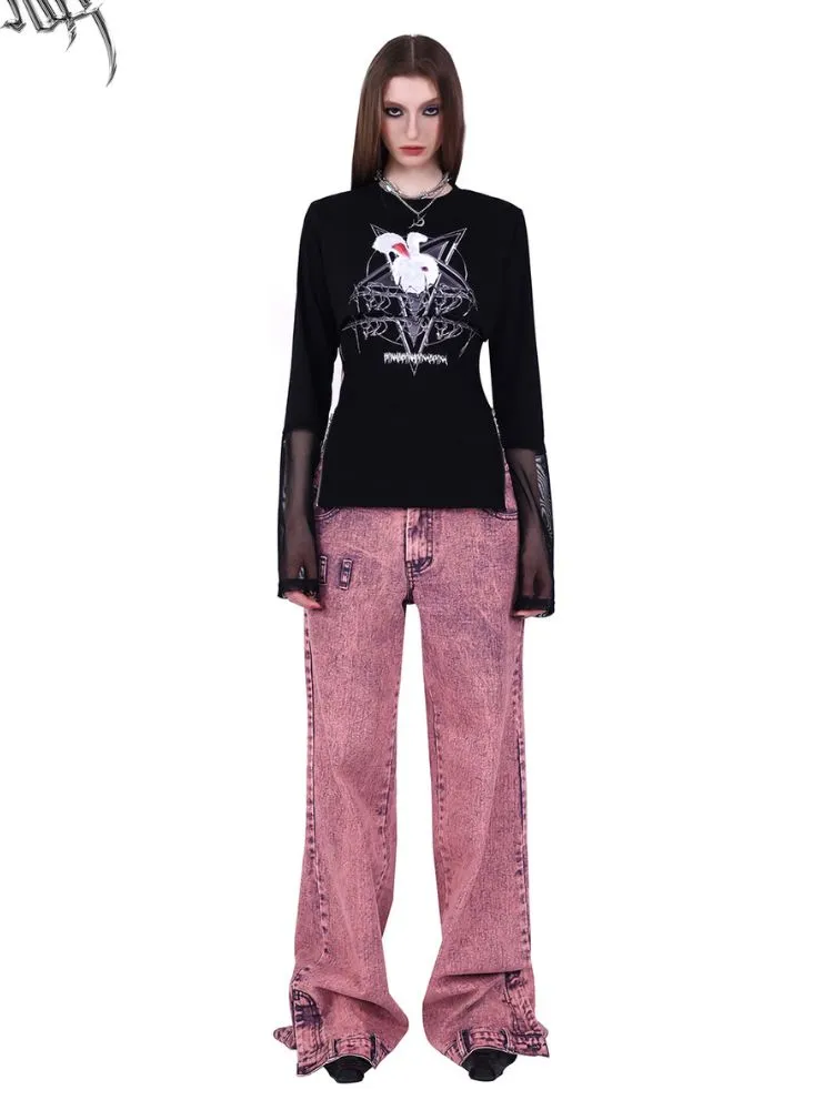 Mesh Two-piece Printed T-shirt
