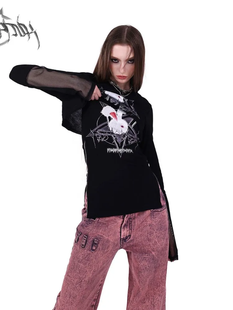 Mesh Two-piece Printed T-shirt