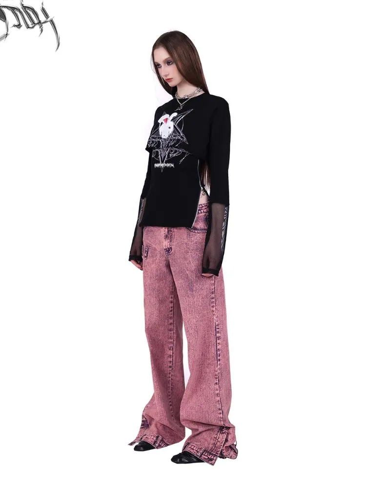 Mesh Two-piece Printed T-shirt