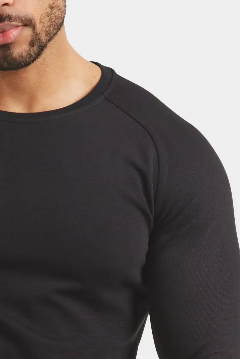Micro-waffle T-Shirt in Black
