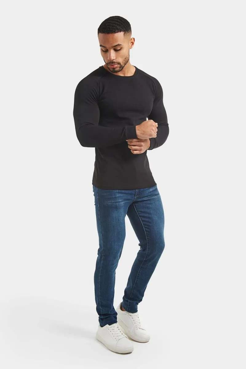 Micro-waffle T-Shirt in Black