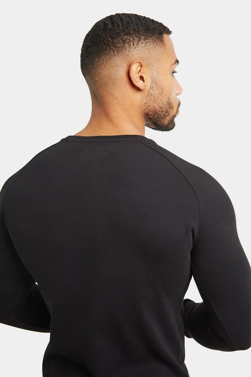 Micro-waffle T-Shirt in Black