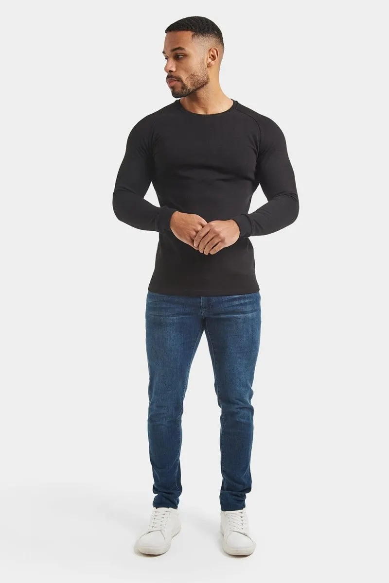 Micro-waffle T-Shirt in Black