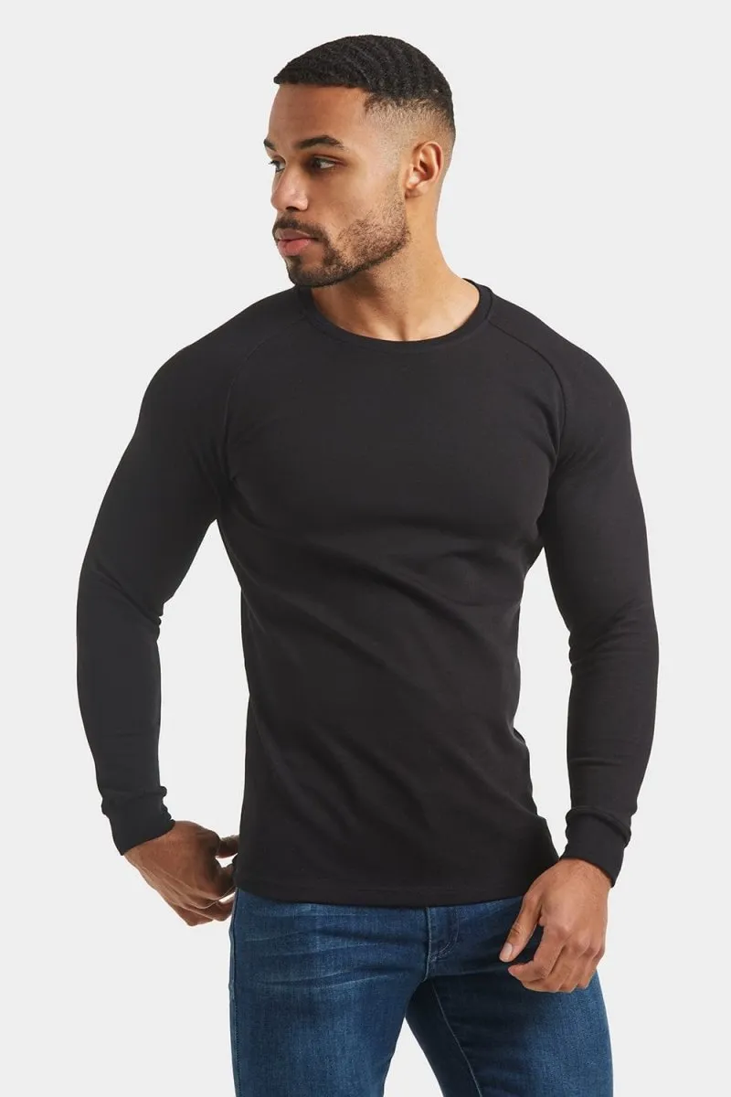 Micro-waffle T-Shirt in Black