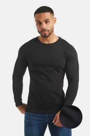 Micro-waffle T-Shirt in Black