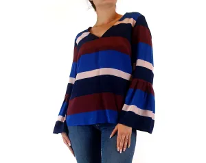 Milk & Thistle 100% silk striped bell sleeve top size 10