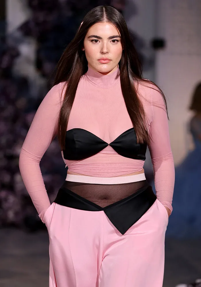 Mock Neck Mesh Top