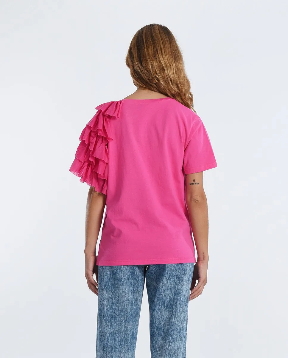 MOLLY BRACKEN TOP WITH RUFFLES ONE SHOULDER