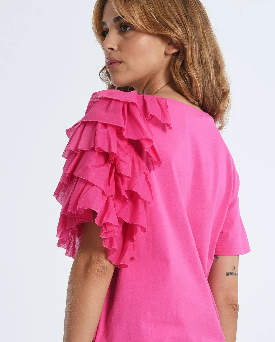 MOLLY BRACKEN TOP WITH RUFFLES ONE SHOULDER