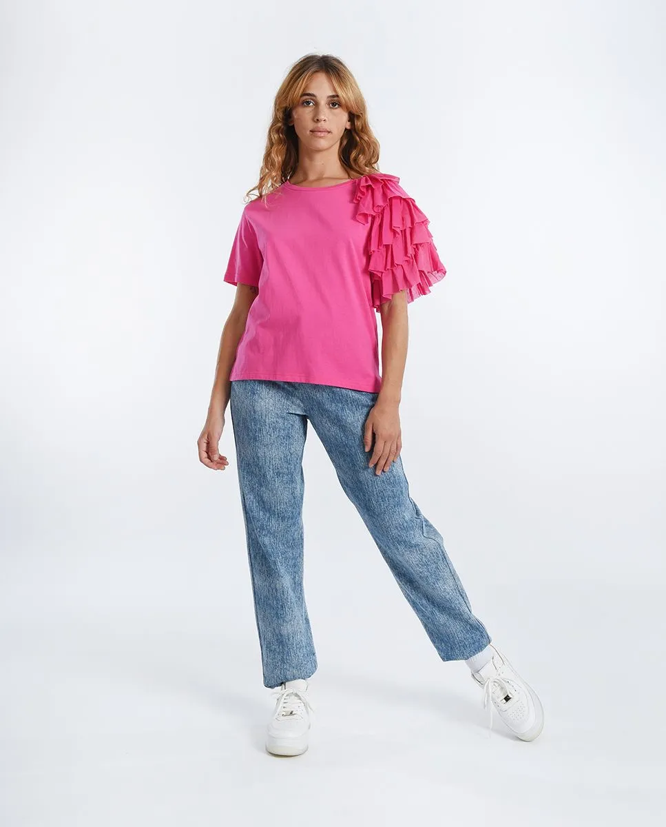 MOLLY BRACKEN TOP WITH RUFFLES ONE SHOULDER