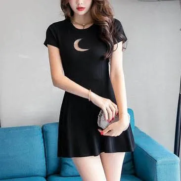 Moon Keyhole Short Sleeve Dress SD00965