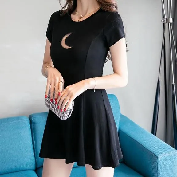 Moon Keyhole Short Sleeve Dress SD00965
