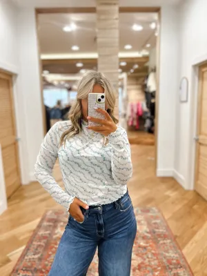 MS Light Blue Floral Mesh Top