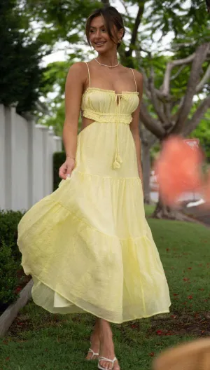Musa - Women's sleeveless maxi dress with seams and ruffles