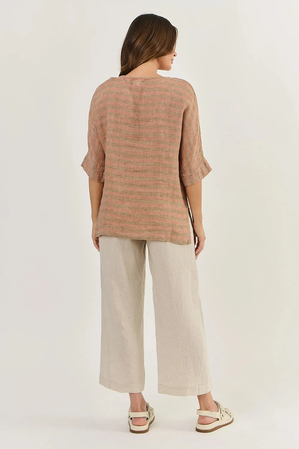 Naturals by O & J Linen Pants in Sand GA398