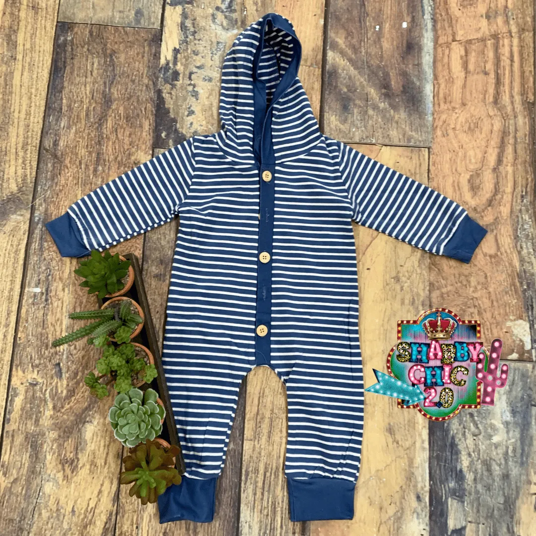 Navy Striped Romper