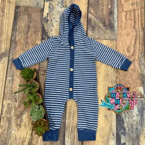 Navy Striped Romper