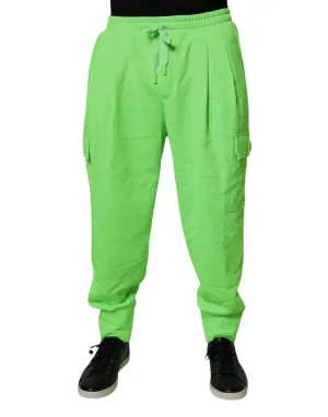 Neon Green Cargo Jogger Men Sweatpants Pants