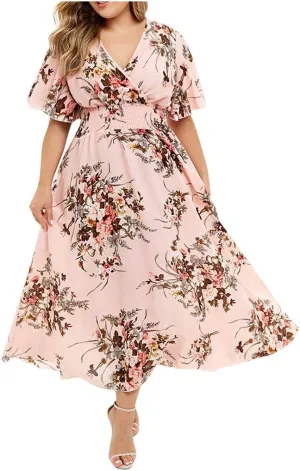 New Plus Size Maxi Dresses for Women Sexy Off Shoulder Sun Dresses Short Sleeve Beach Dresses Fashion Split Dress sz 3X Fits like 1X