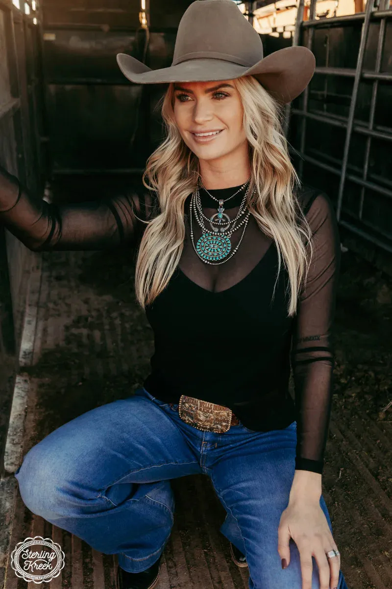 Night Sky Mesh Long Sleeve Top