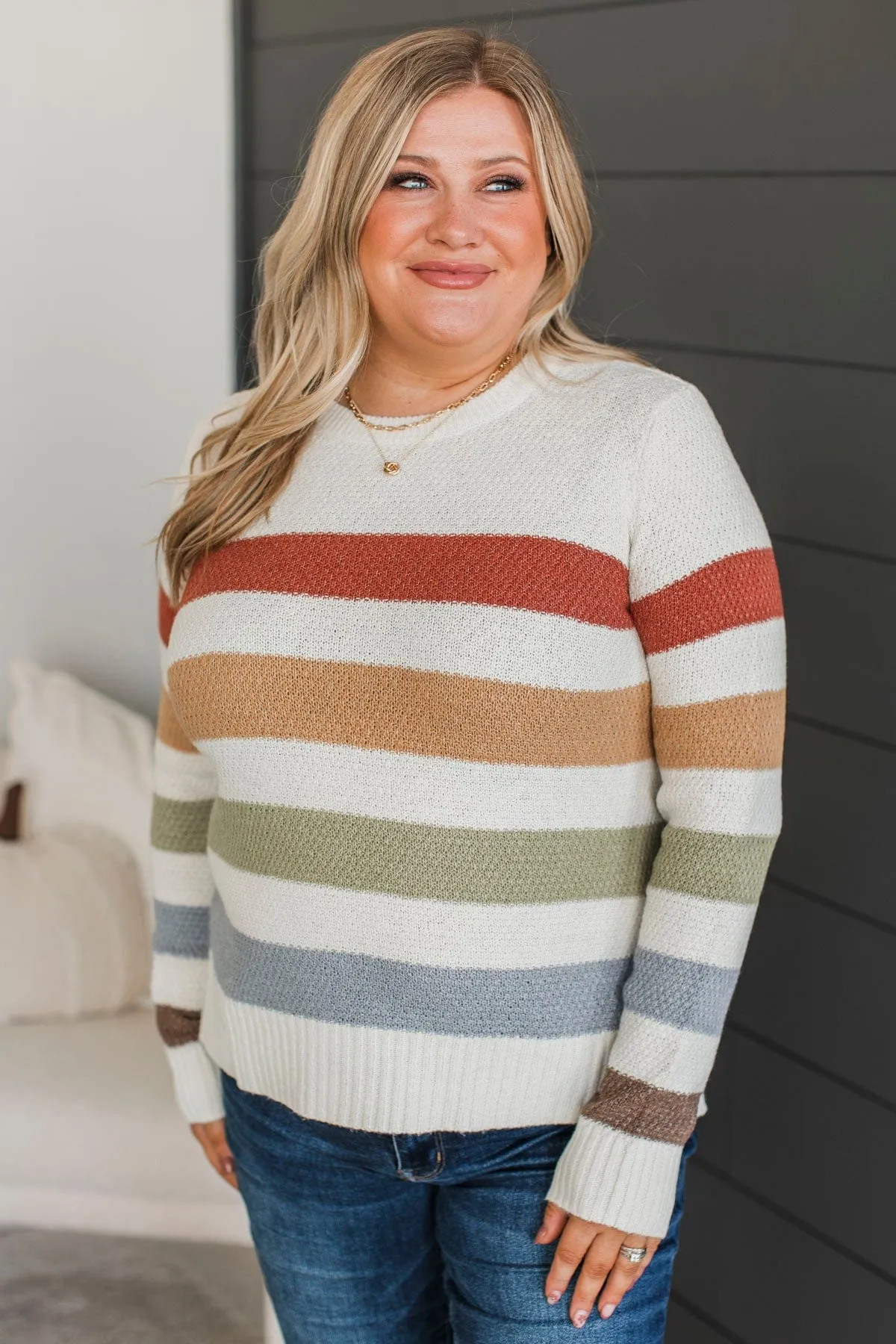 No Hesitations Striped Knit Sweater- Ivory