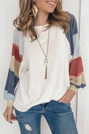 O-neck Splice Striped Top