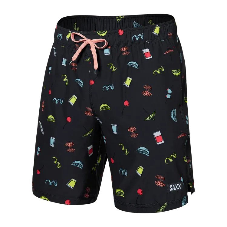 Oh Buoy Stretch Swim Shorts 7" -  Twists and Shots-Faded Black