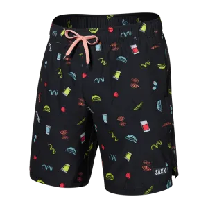 Oh Buoy Stretch Swim Shorts 7" -  Twists and Shots-Faded Black