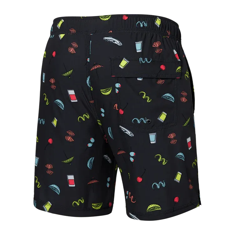 Oh Buoy Stretch Swim Shorts 7" -  Twists and Shots-Faded Black