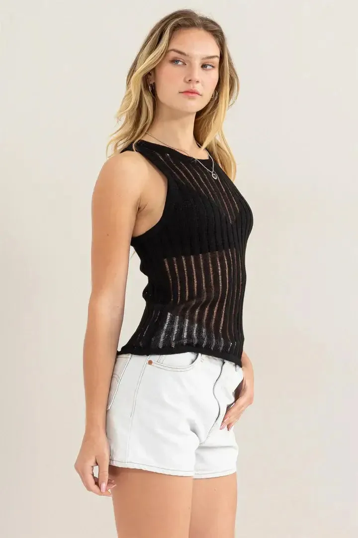 OPEN KNIT SWEATER TANK TOP
