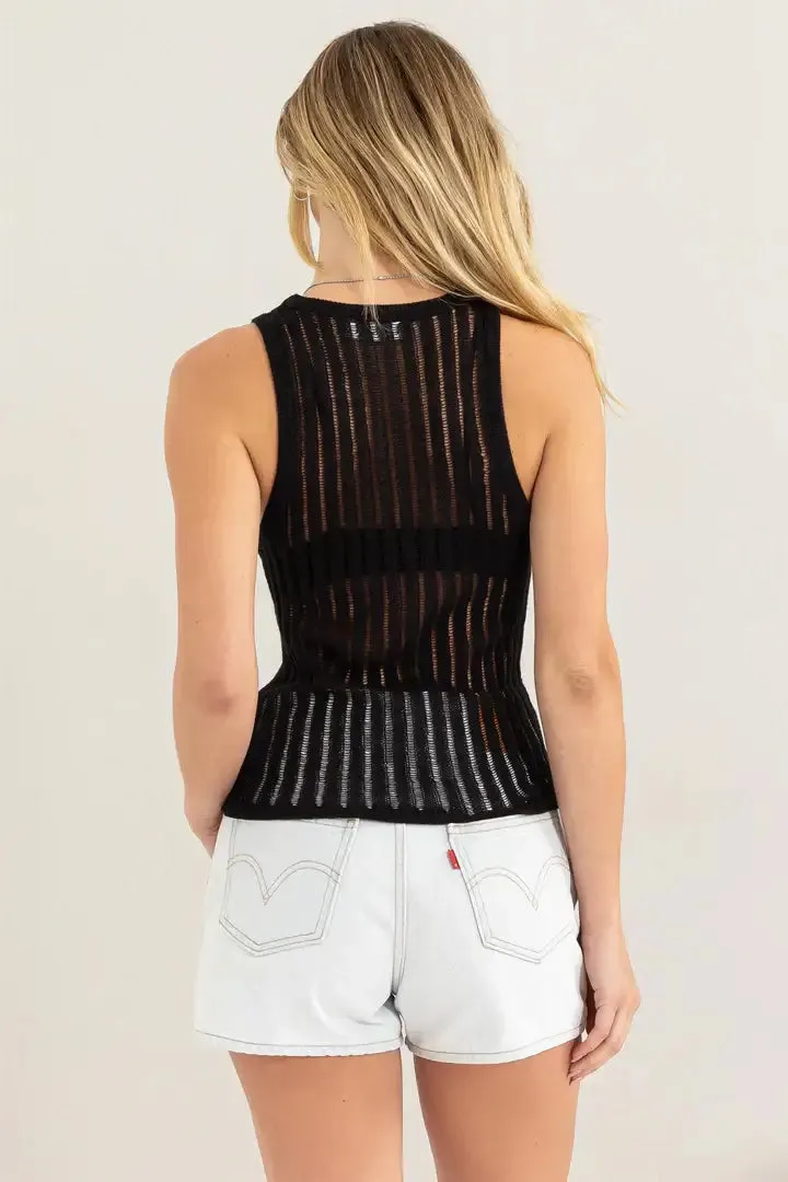 OPEN KNIT SWEATER TANK TOP