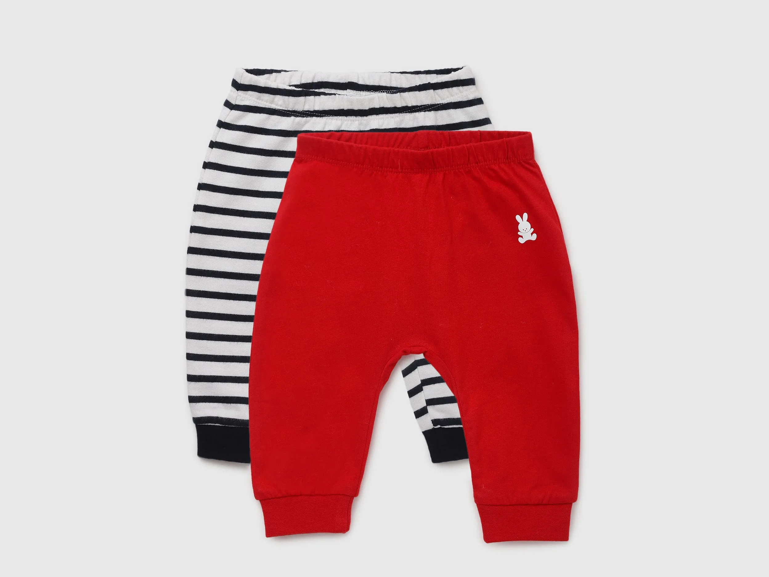 Pack of 2 Striped and Solid Regular Fit Baby Joggers