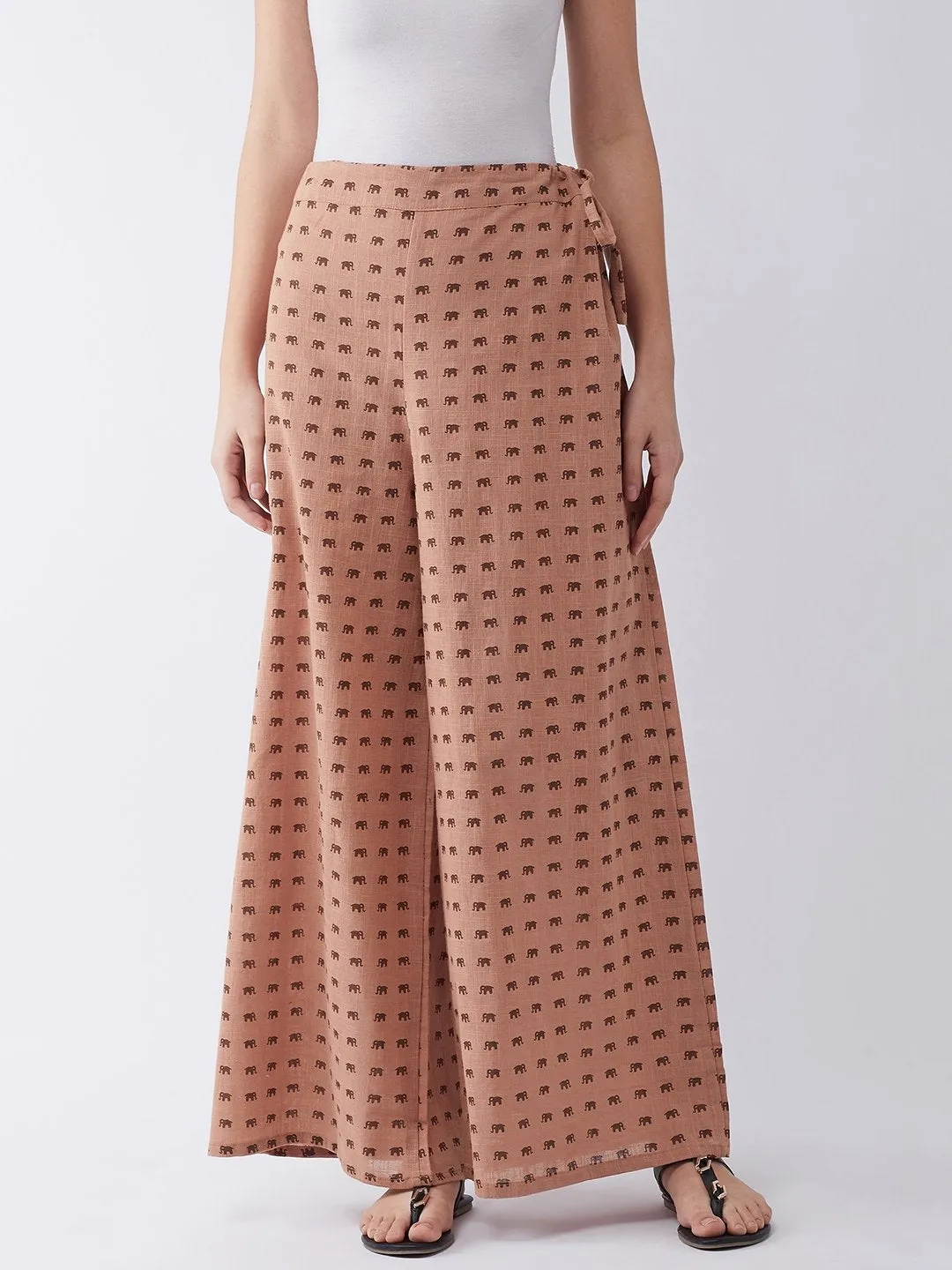 Pallazo In Brown Elephant Print