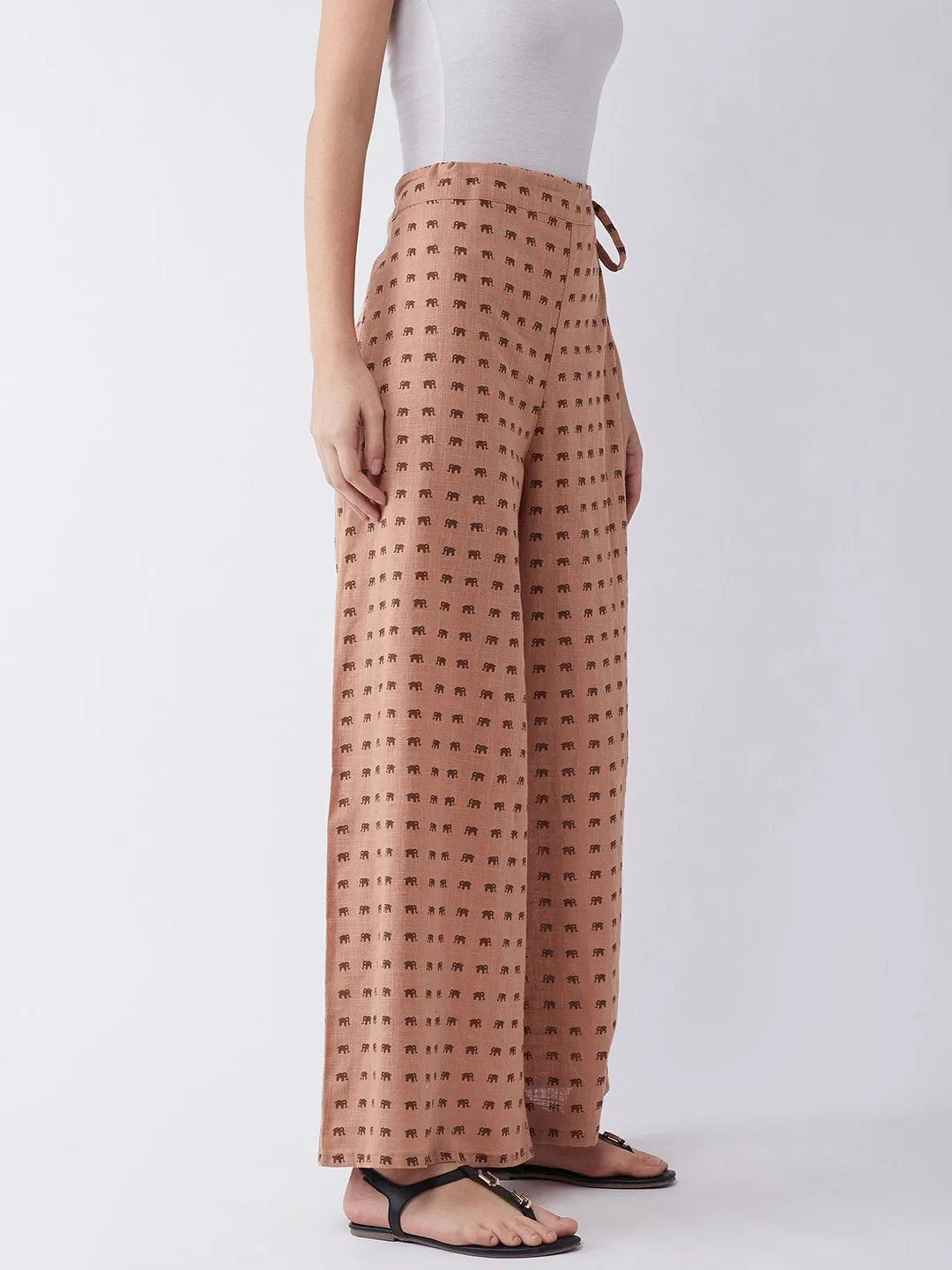 Pallazo In Brown Elephant Print