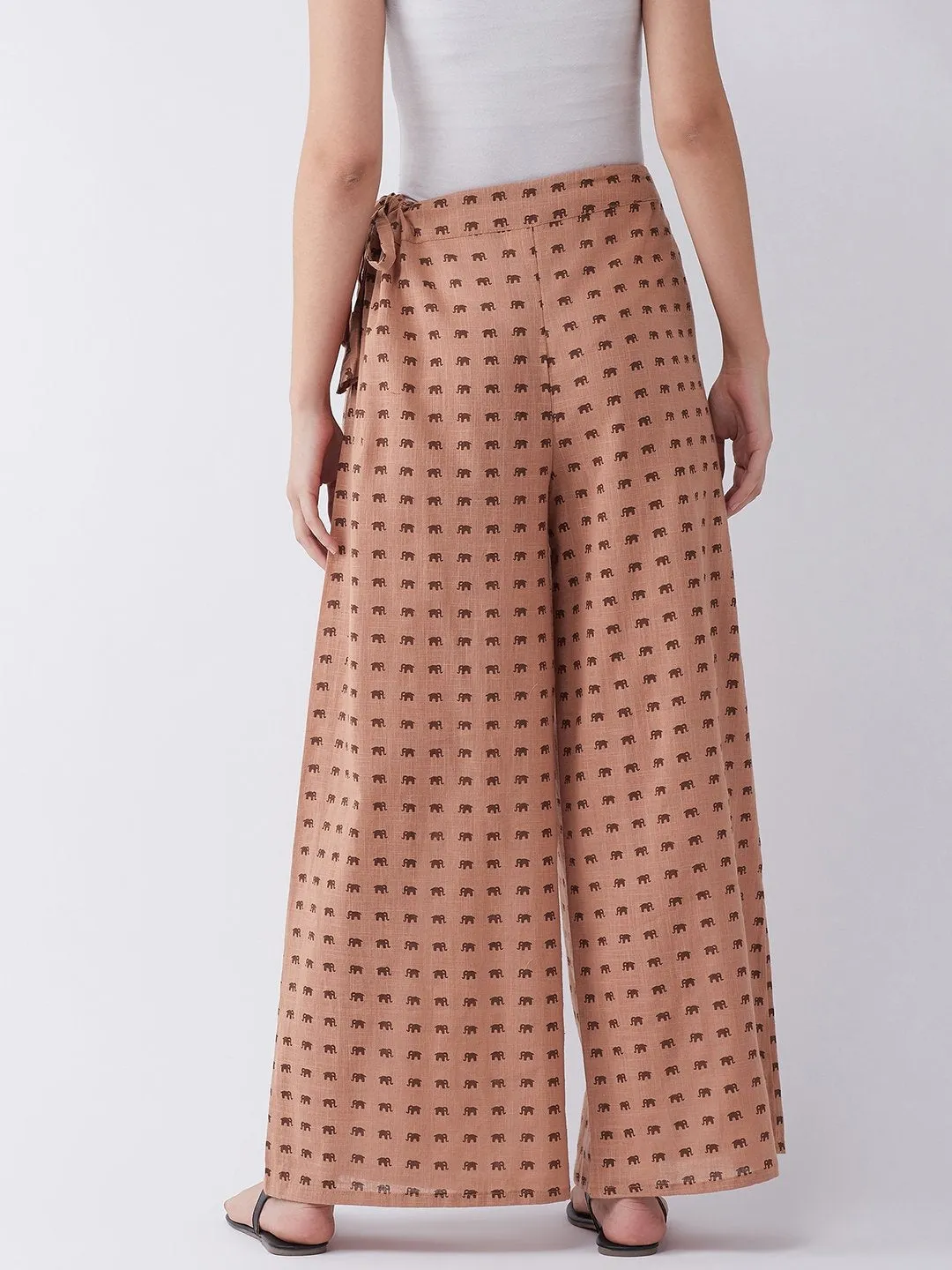 Pallazo In Brown Elephant Print
