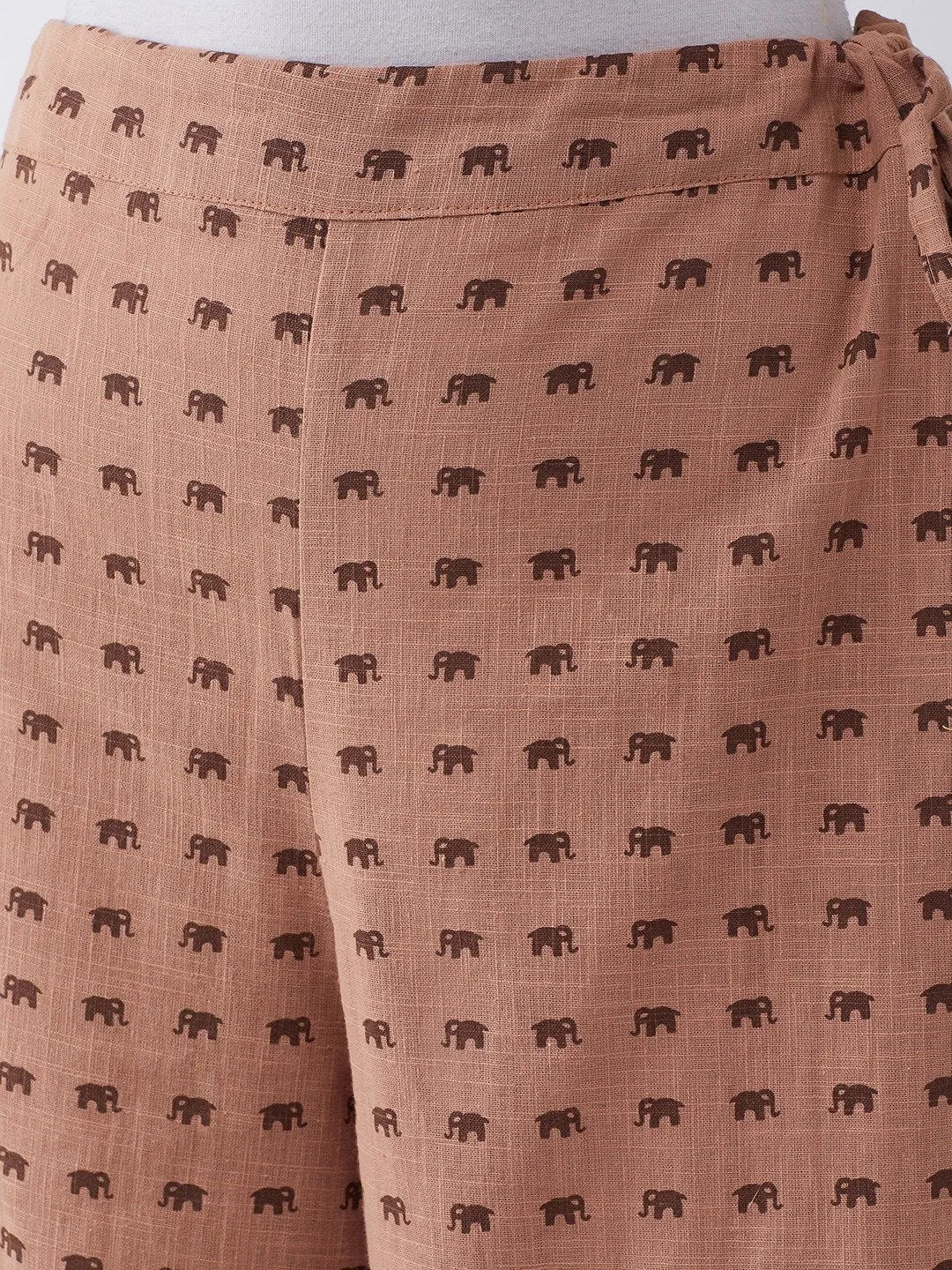 Pallazo In Brown Elephant Print