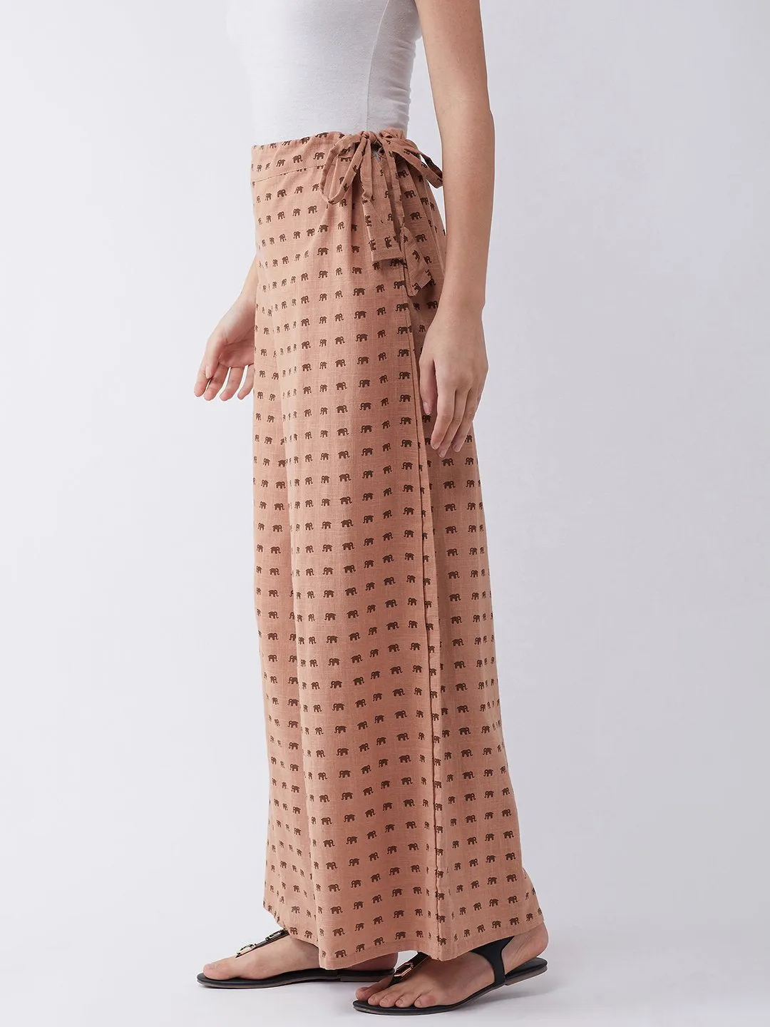 Pallazo In Brown Elephant Print