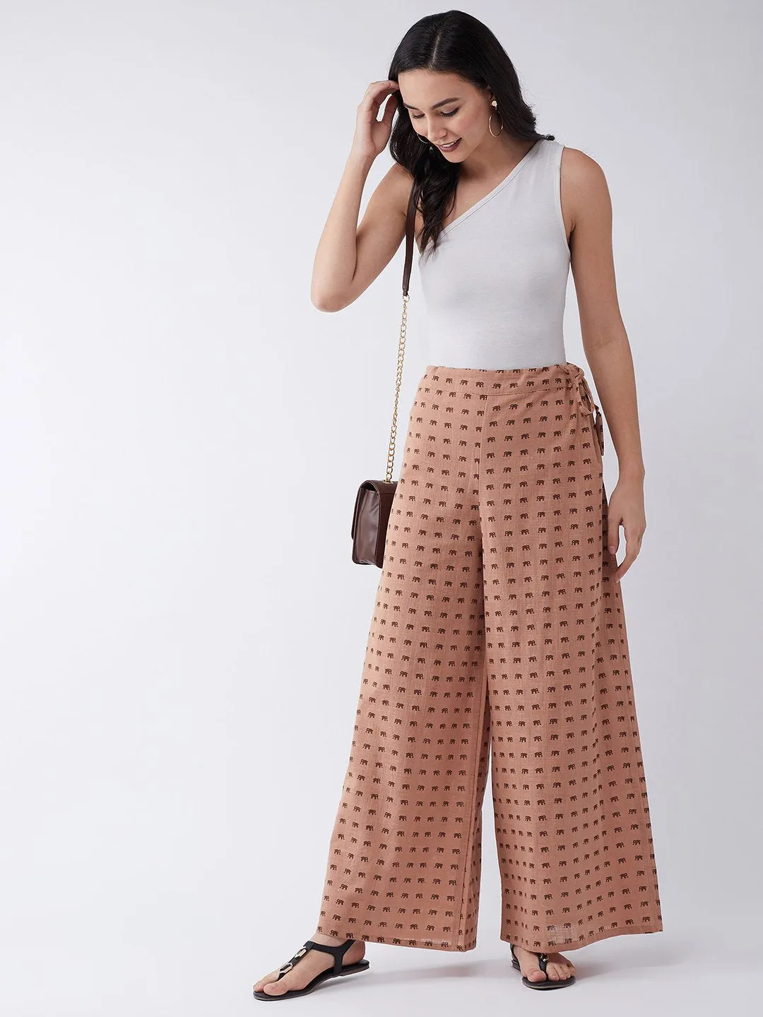 Pallazo In Brown Elephant Print