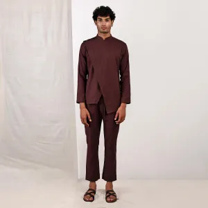 Parson - Dark Mahogany Asymmetrical Short Kurta Set